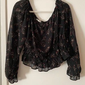 Black crop blouse
